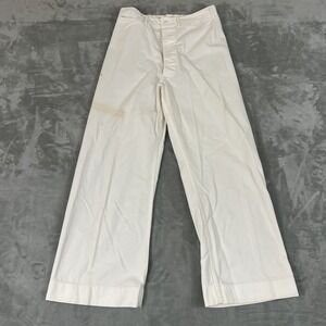 Vintage US Navy Sailor Cracker Jack Pants Mens 31x31 White Wide Leg Button Fly